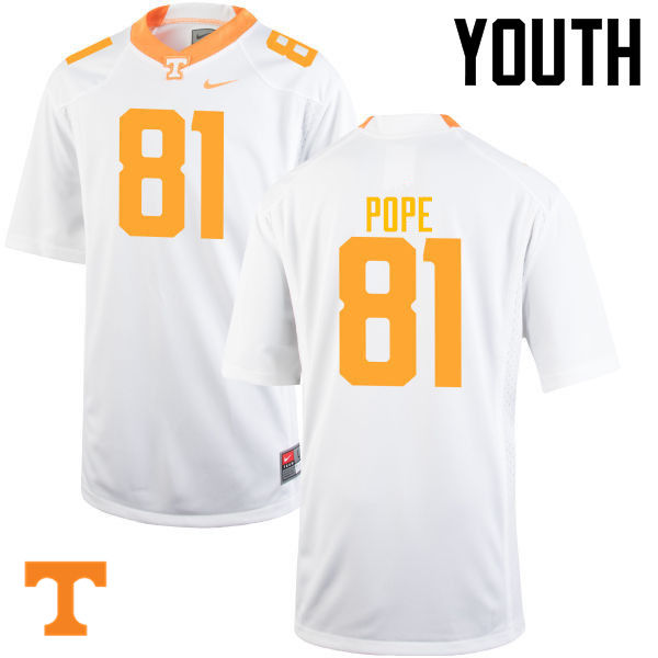 Youth #81 Austin Pope Tennessee Volunteers College Football Jerseys-White